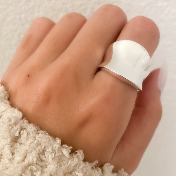 Jewelry - 925 Sterling Silver Chunky Silver Ring Thick Wide Ring Band Statement Ring